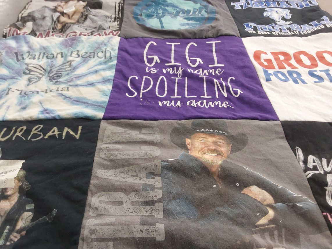 T-shirt quilt with music, family themes by Ronnie from KY