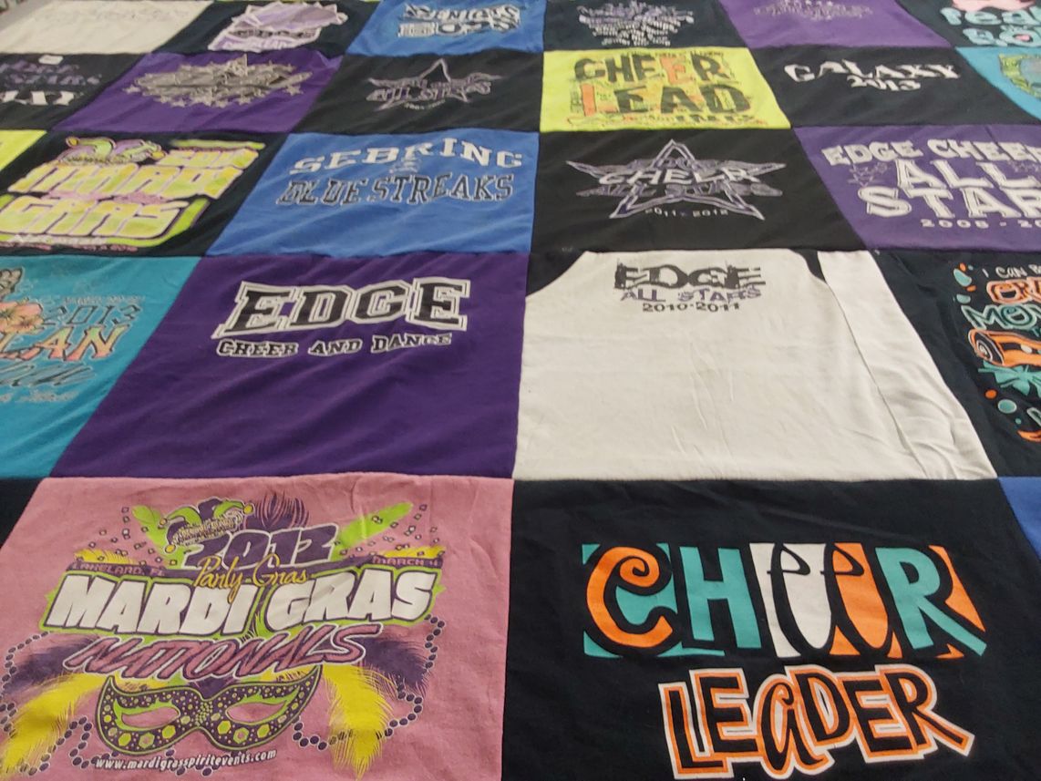 T-shirt quilt featuring edge all-stars by Lori from FL