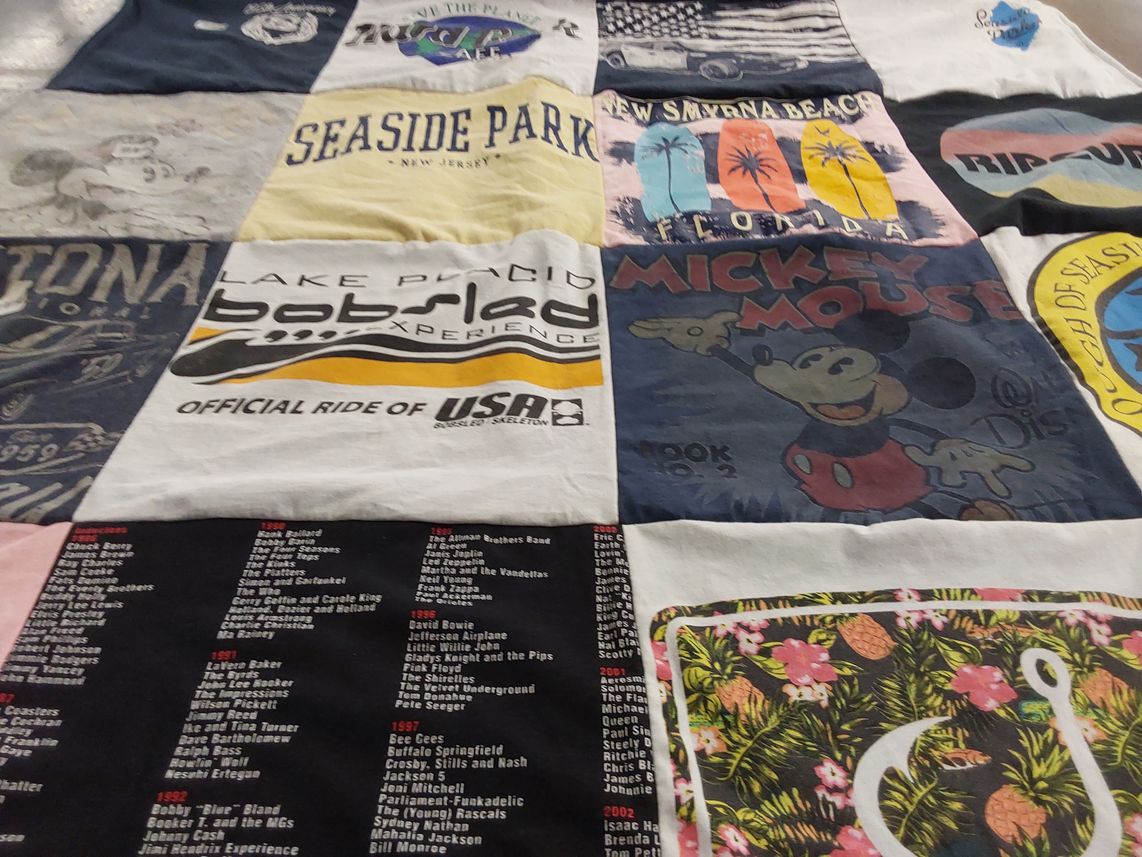 T-shirt quilt with beach, sports themes by Diane from NJ