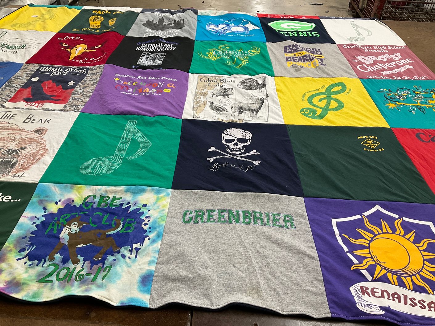 T-shirt quilt from greenbrier high school by Stephanie from GA