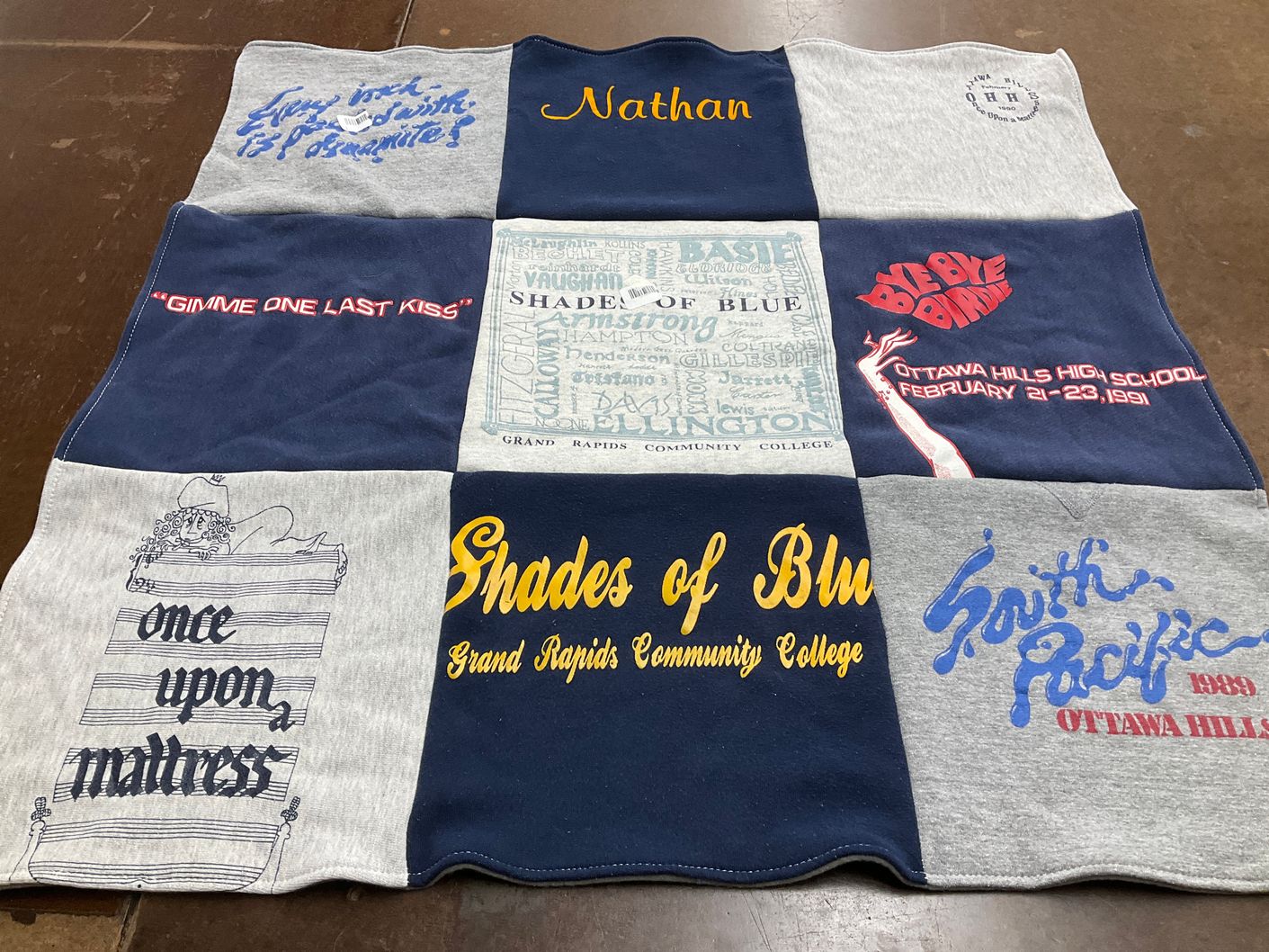T-shirt quilt from grand rapids community college, ottawa hills high school by Nathan from MI