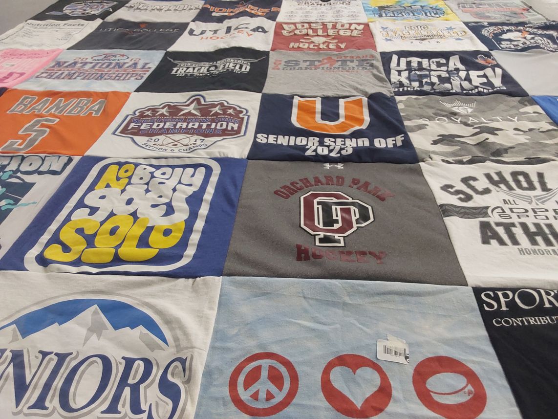 T-shirt quilt featuring boston college hockey, utica hockey by Abigail from NY