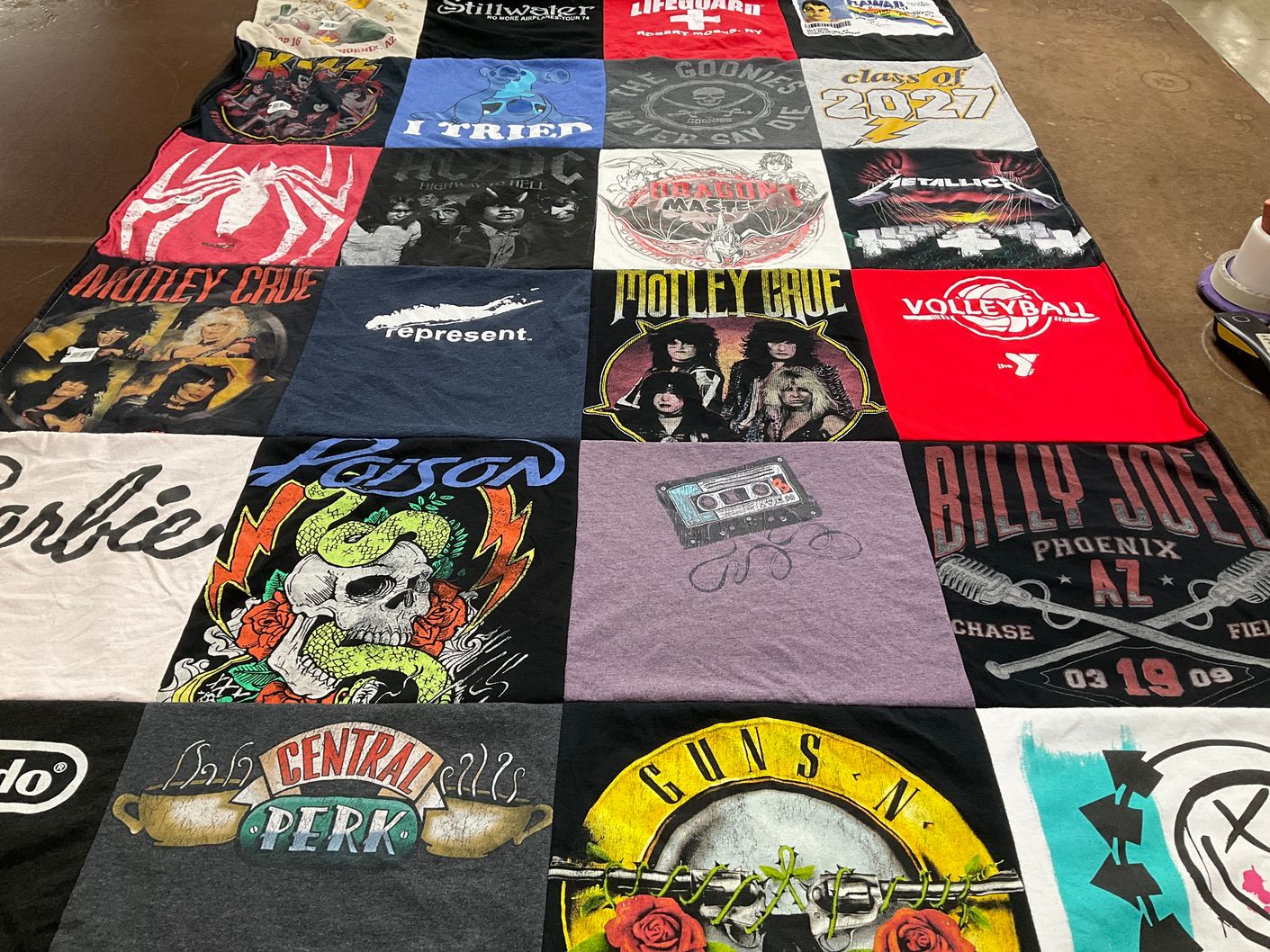 T-shirt quilt with music, sports themes by Nicole from AZ