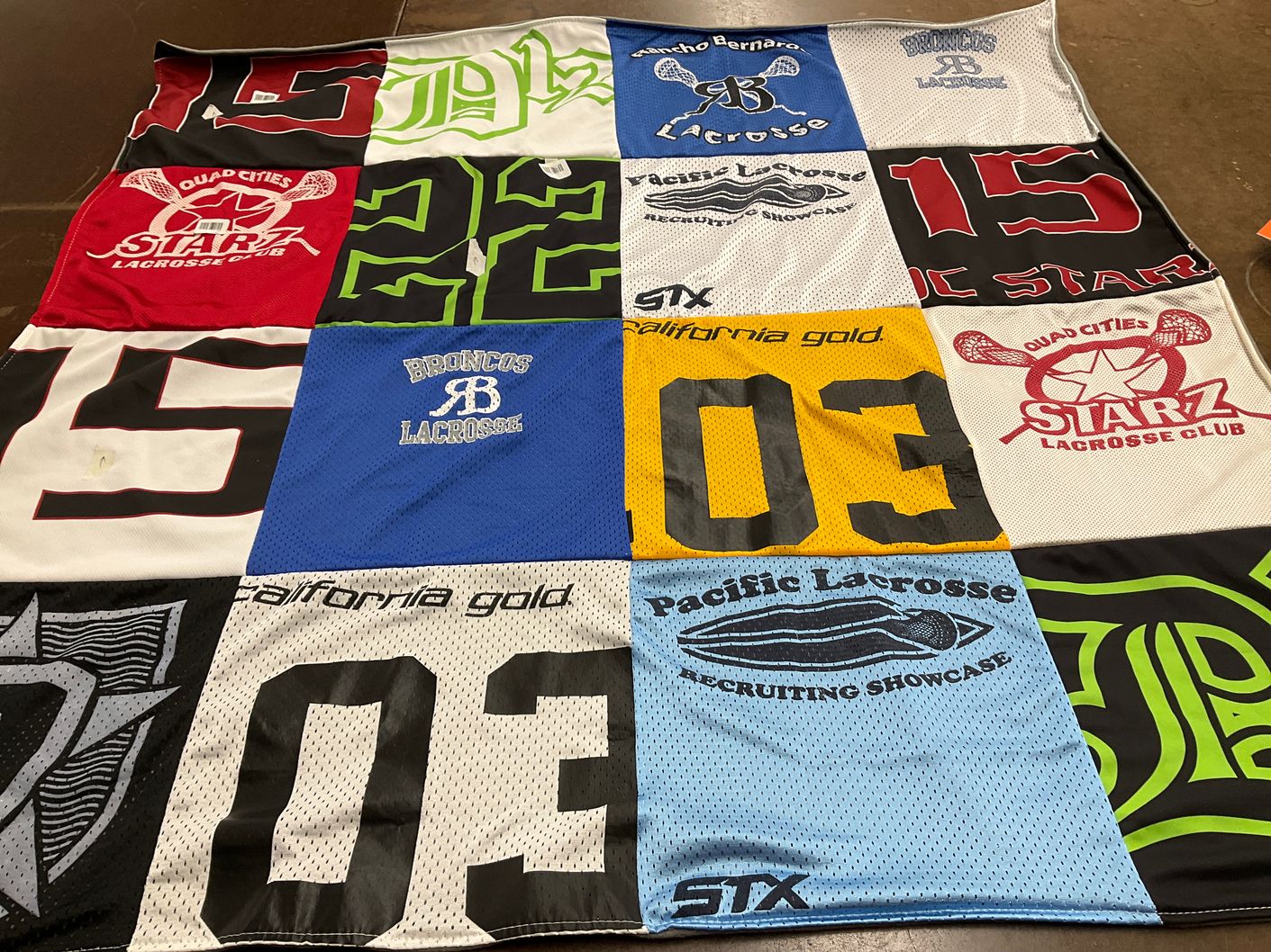 T-shirt quilt featuring broncos lacrosse, quad cities starz lacrosse club by Leanne from CA