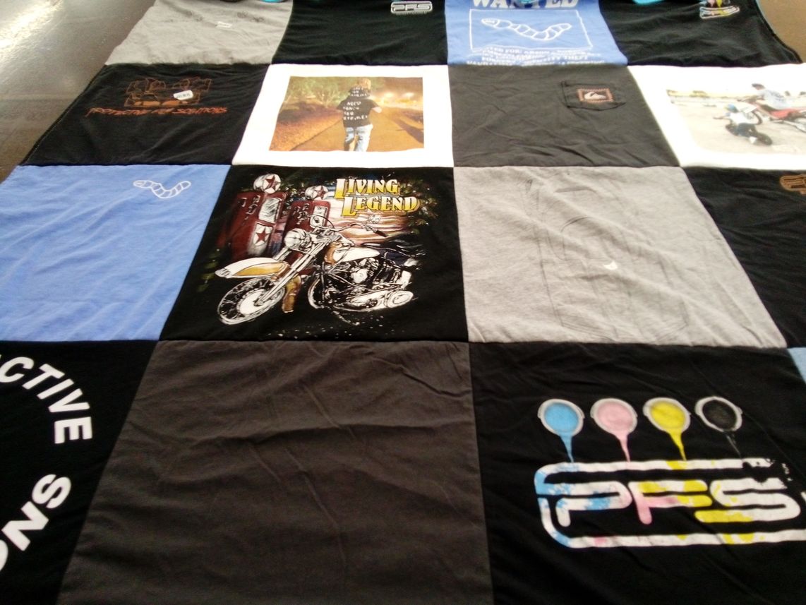 T-shirt quilt with motorcycling, outdoor recreation themes by Pam from UT