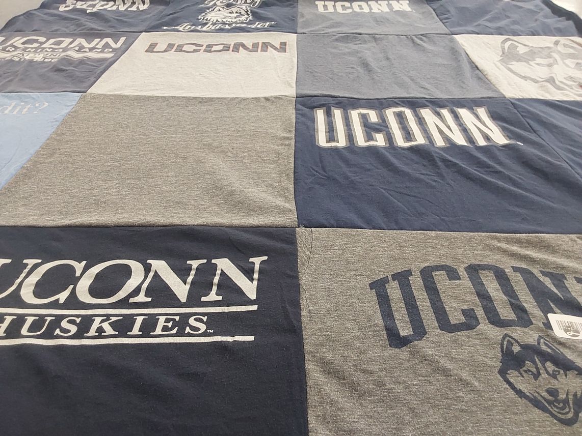 T-shirt quilt featuring uconn huskies by Sasha from CT