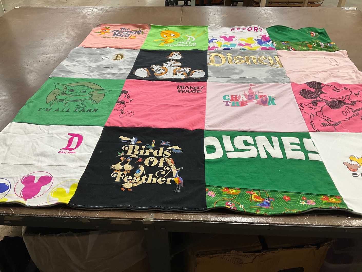 T-shirt quilt with disney, cartoons themes by Beth from CA