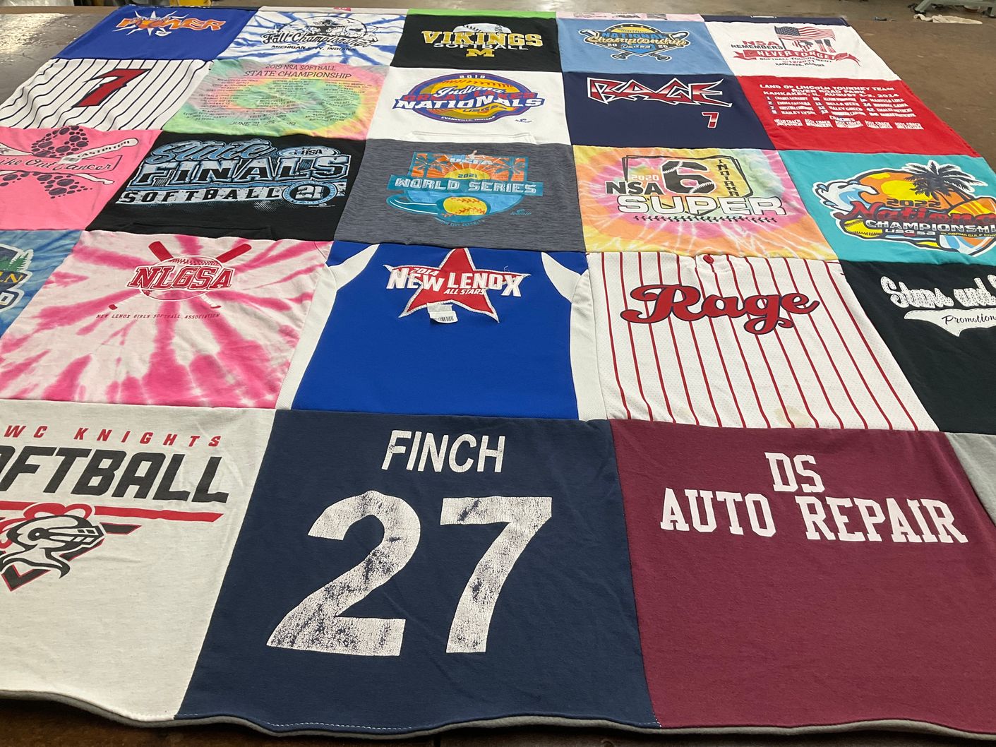 T-shirt quilt featuring wc knights softball by Anne from NC