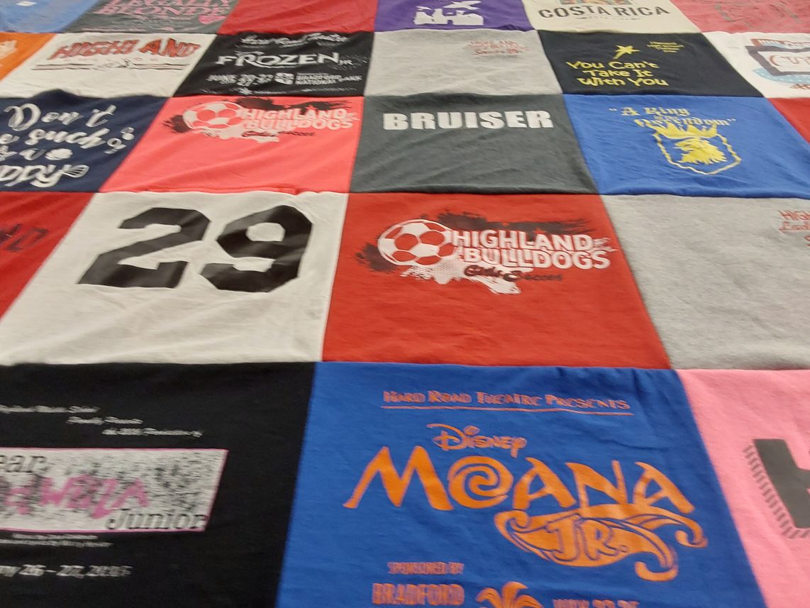 T-shirt quilt featuring highland bulldogs soccer by Julia from IL