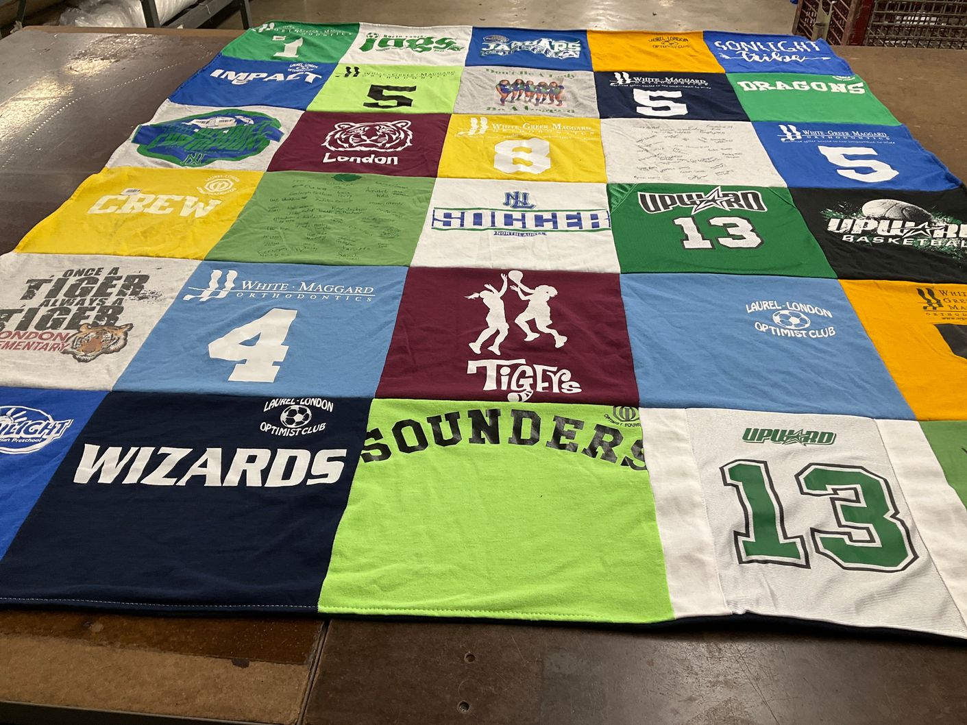 T-shirt quilt featuring upward basketball, laurel london wizards by Jane from KY