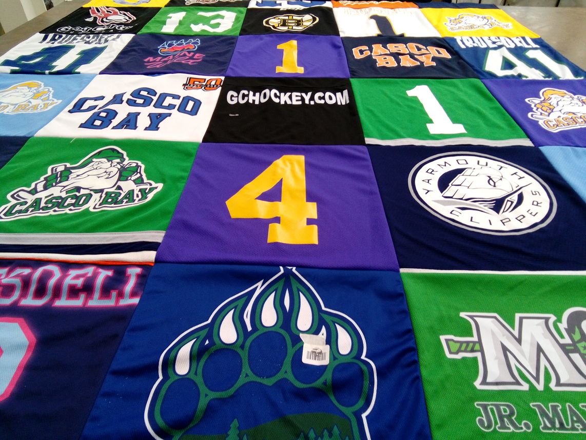 T-shirt quilt featuring yarmouth clippers by Wendy from ME