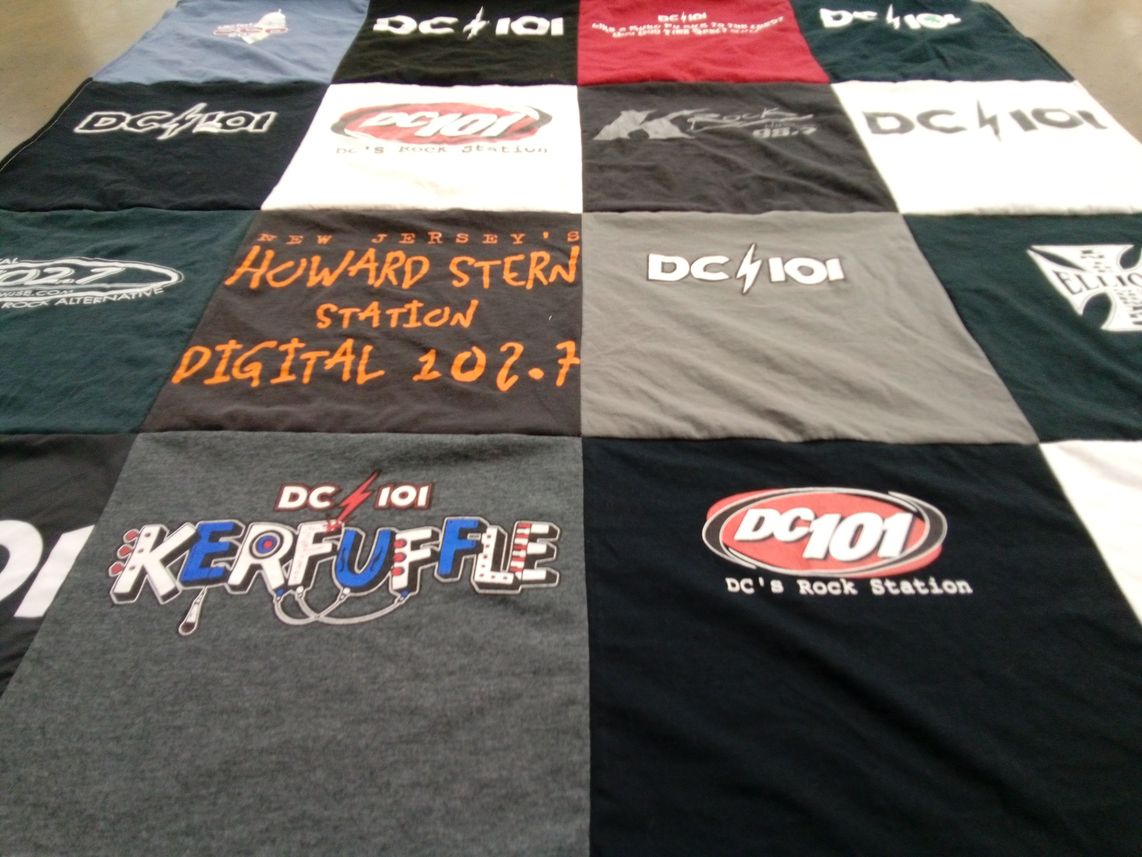 T-shirt quilt with radio, music themes by Gregory from MD