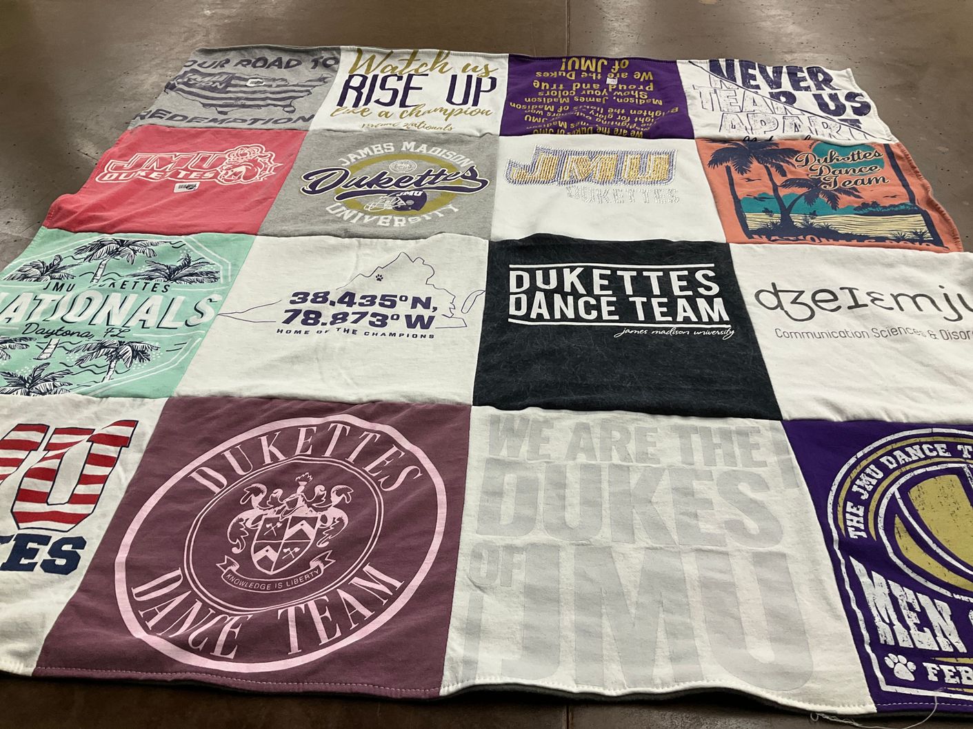 T-shirt quilt featuring dukies of james madison university by Kaleena from VA