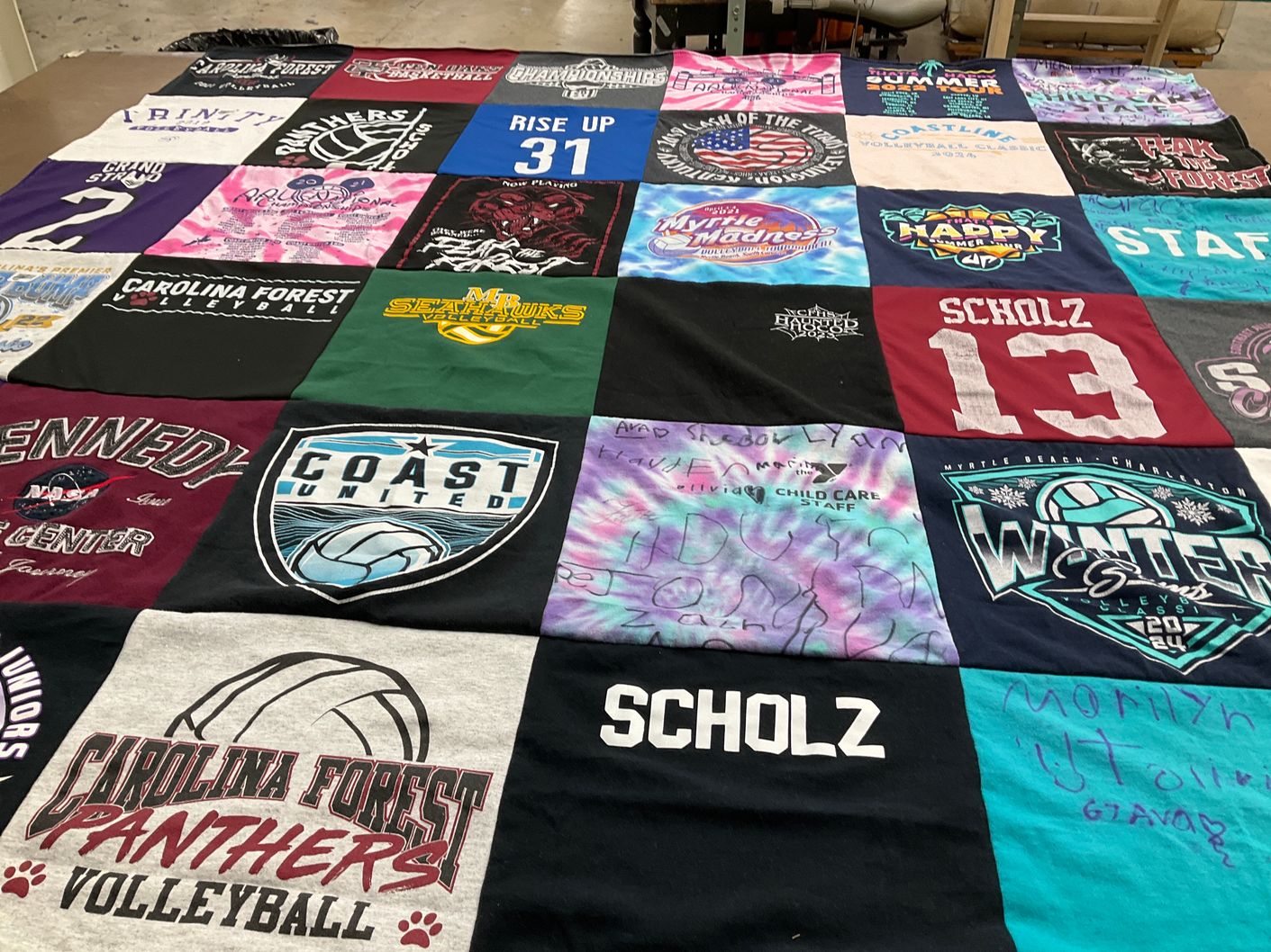T-shirt quilt featuring carolina forest panthers volleyball by Samuel from SC