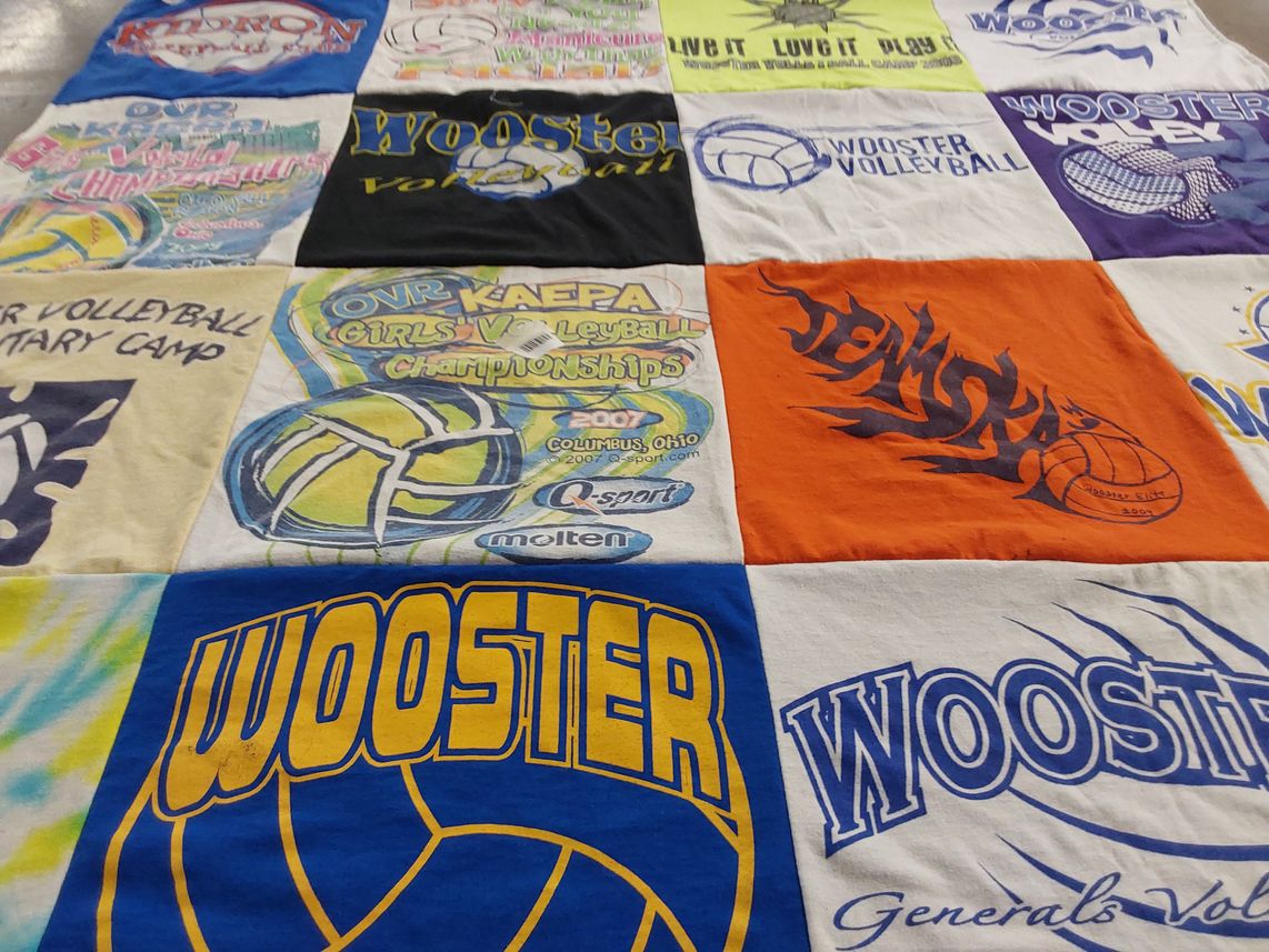 T-shirt quilt featuring wooster volleyball by lisa from OH