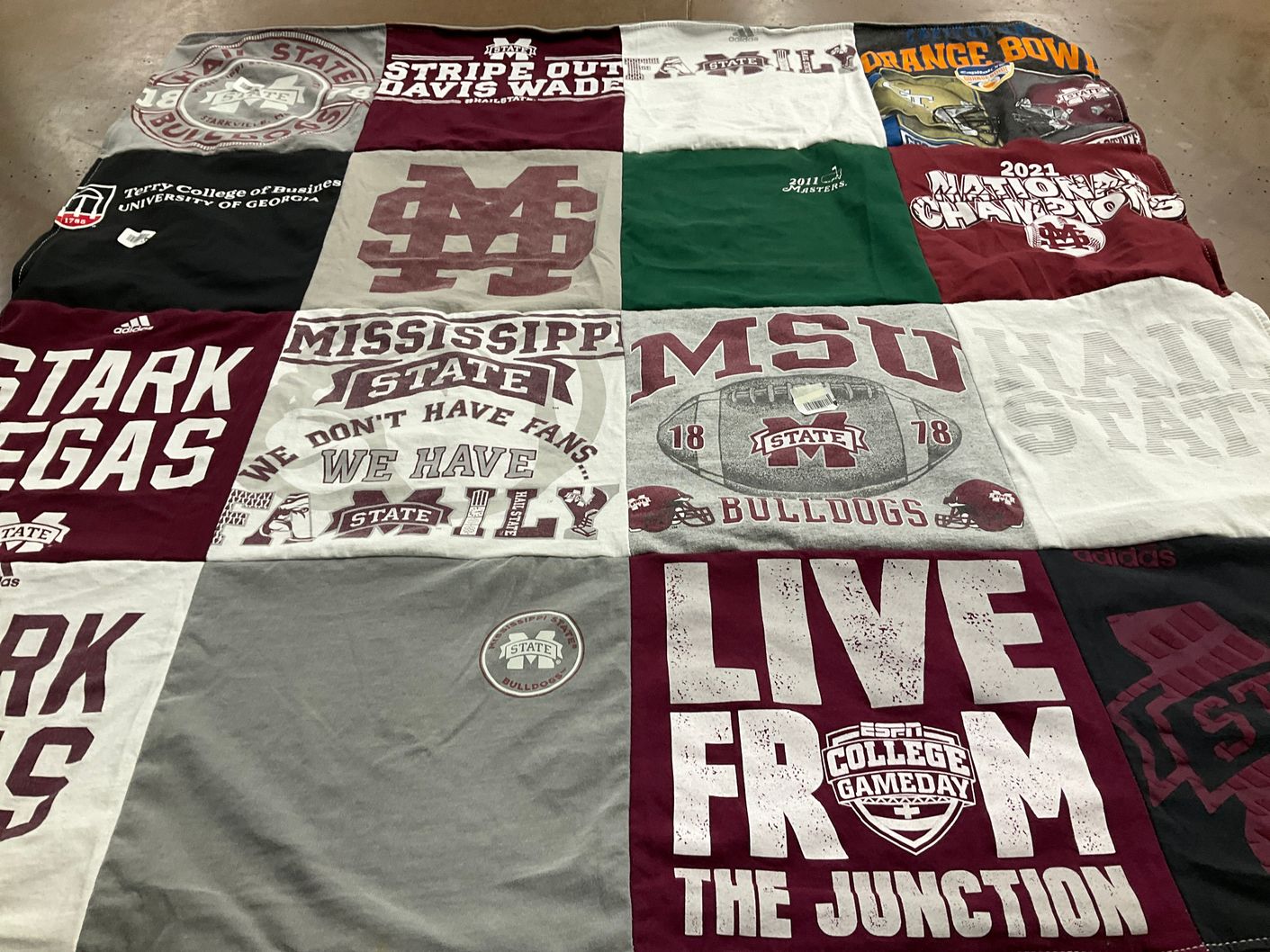 T-shirt quilt featuring mississippi state bulldogs by Christine from GA
