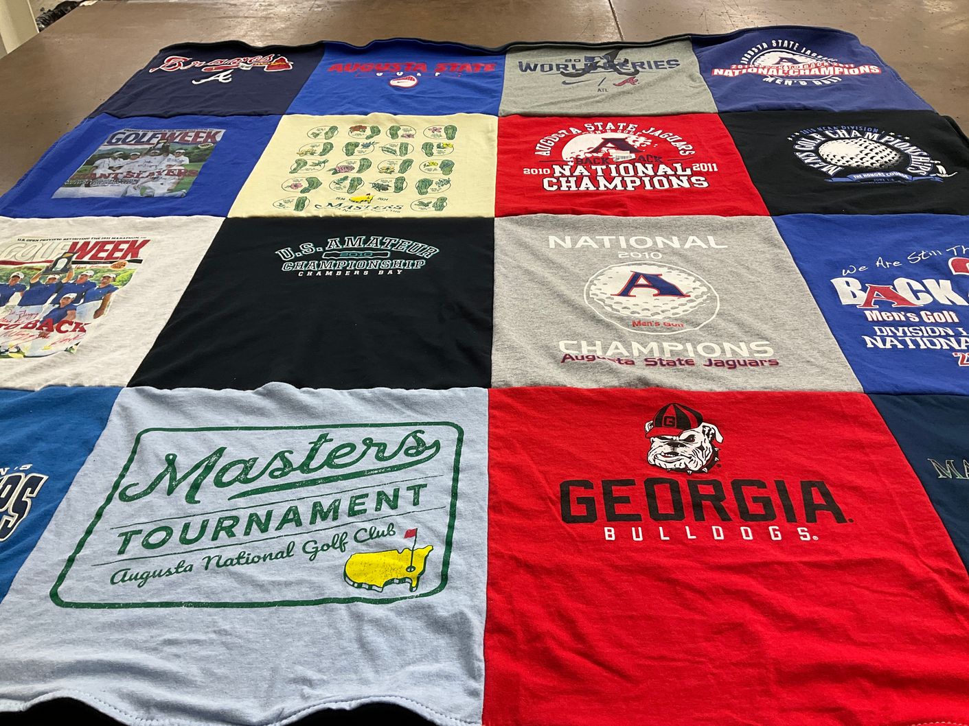 T-shirt quilt featuring georgia bulldogs, augusta state jaguars by Teena from GA