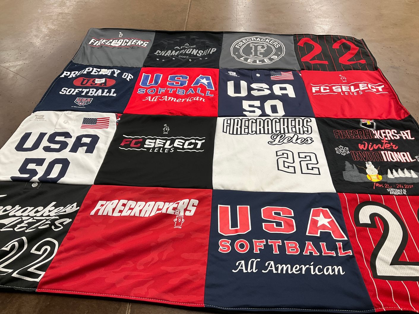 T-shirt quilt with softball themes by Annette from CA