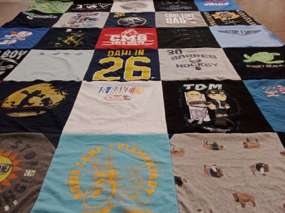 T-shirt quilt featuring sabre hockey by Marilyn from TX