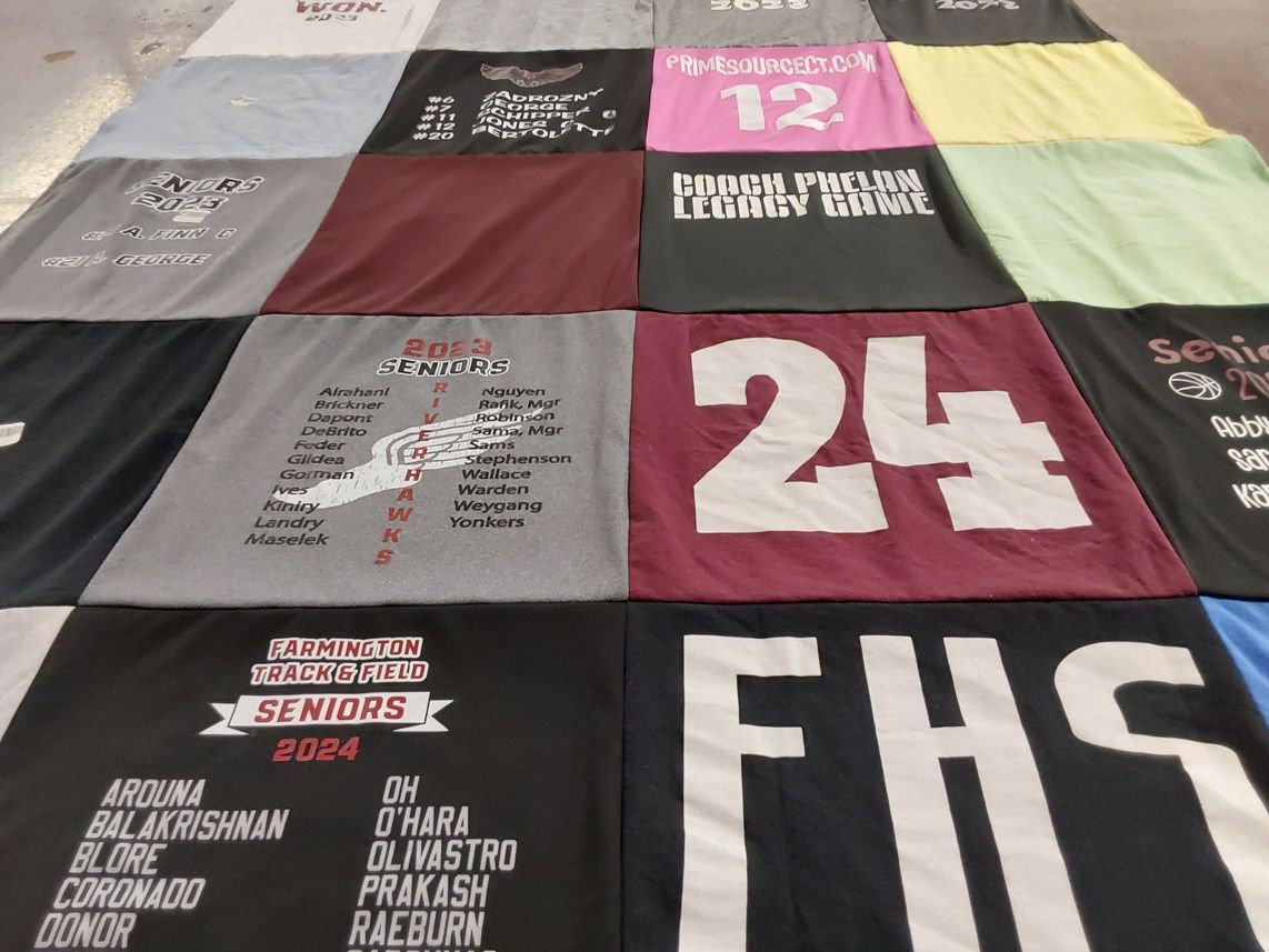 T-shirt quilt featuring riverhawks by Demitra from CT