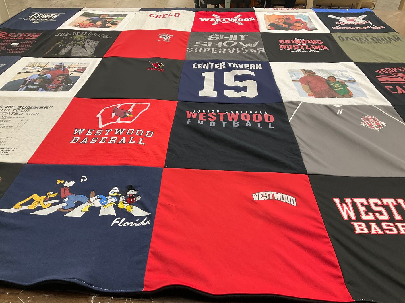 T-shirt quilt featuring westwood junior cardinals by Kristen from NJ