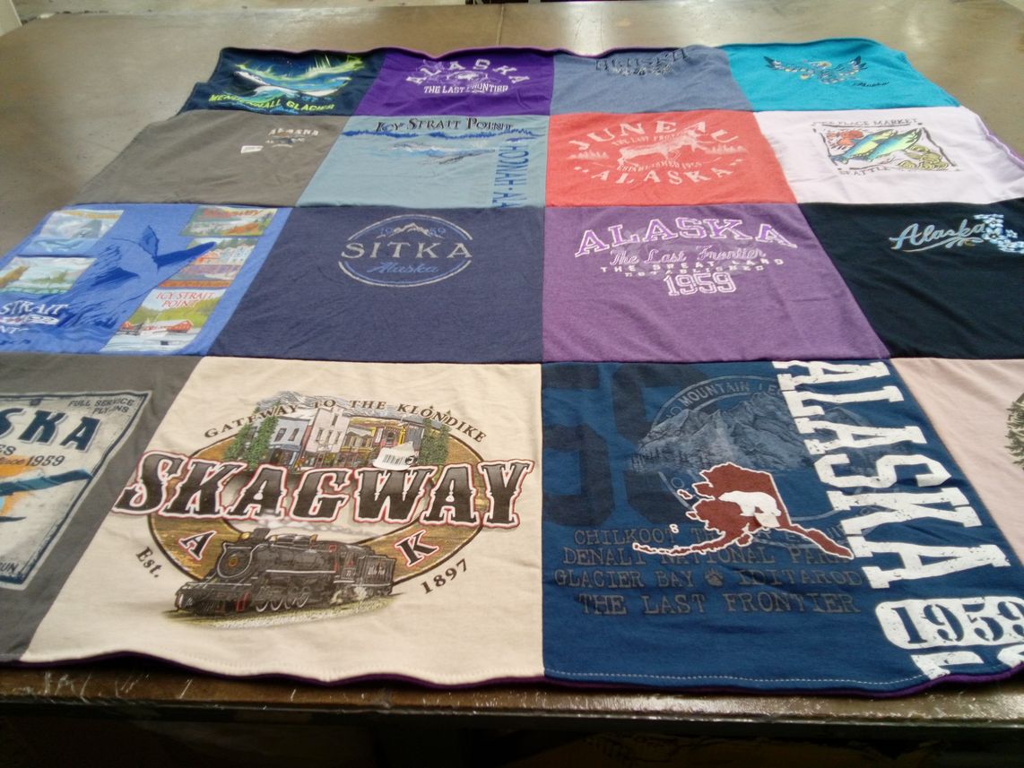 T-shirt quilt with travel, wildlife themes by Vicki from TX
