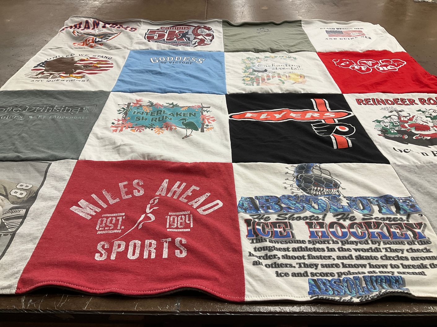 T-shirt quilt featuring philadelphia flyers by Lizabeth from NJ