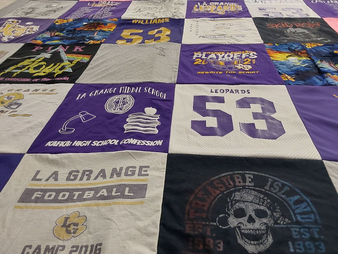 T-shirt quilt featuring la grange leopards football by Susan from TX