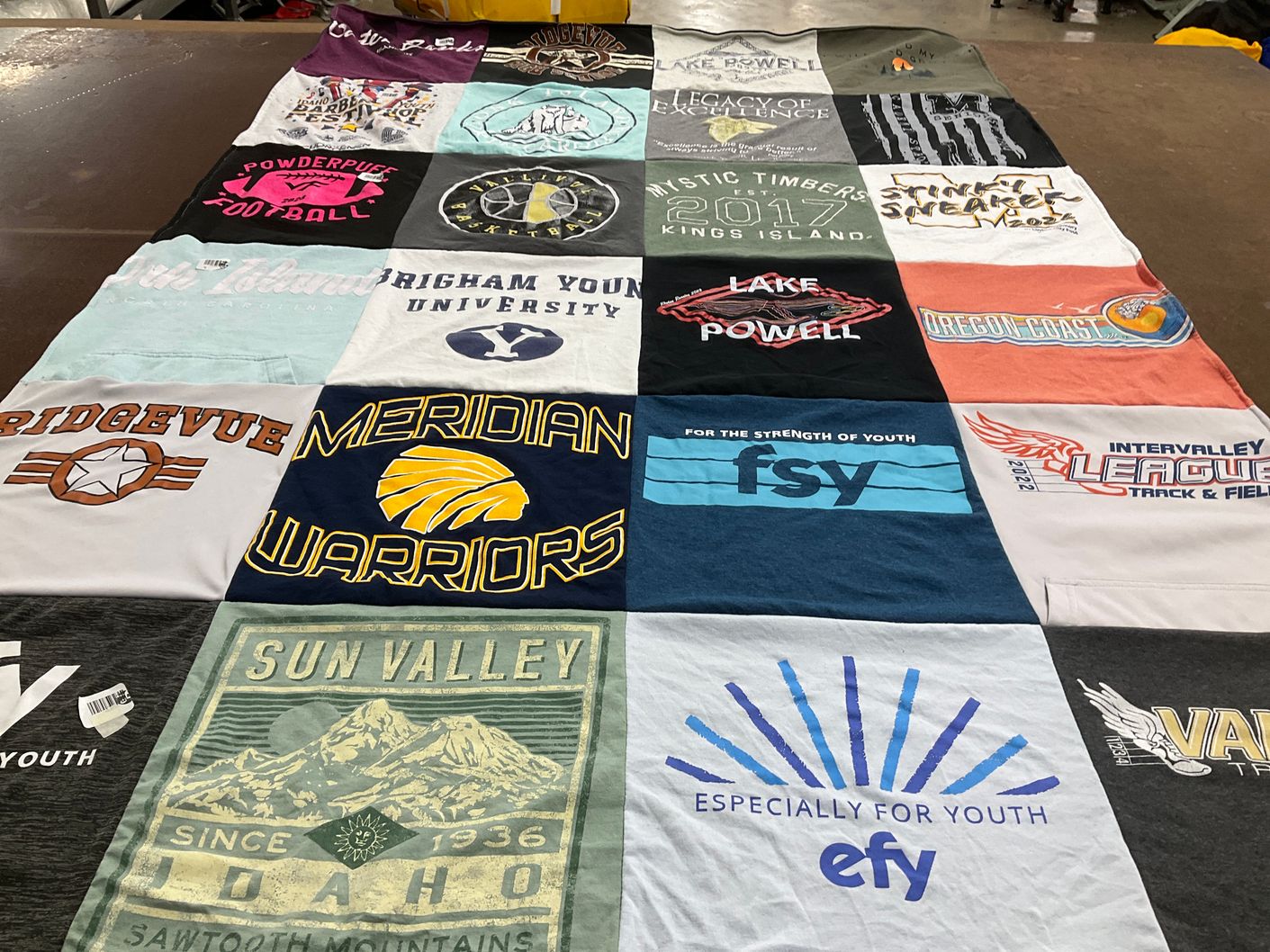 T-shirt quilt featuring meridian warriors by Marlee from ID