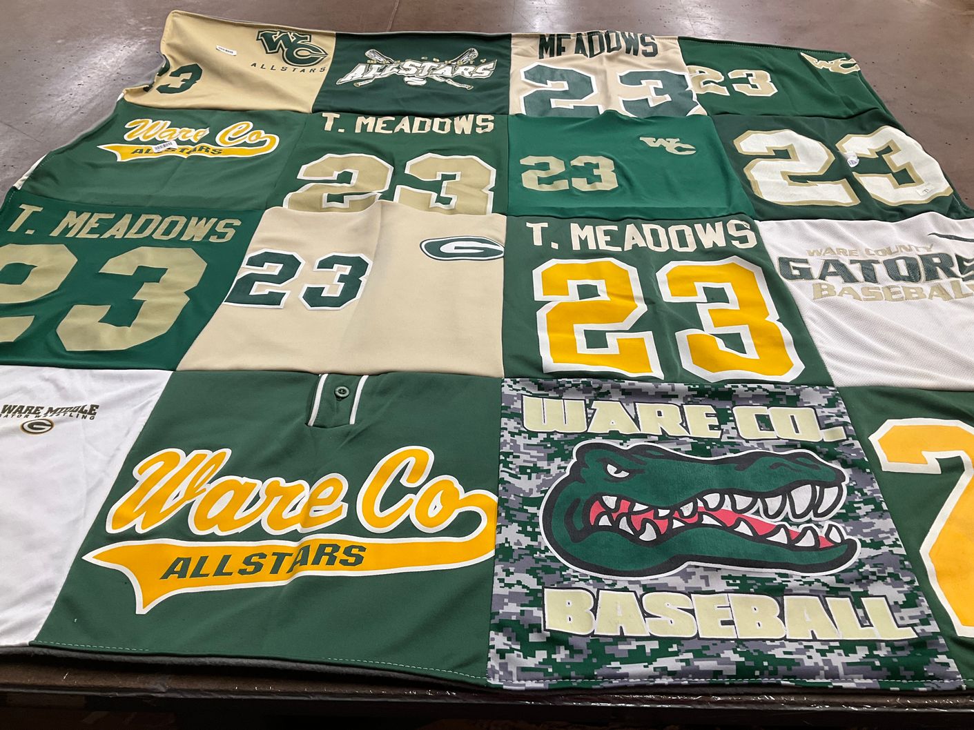 T-shirt quilt featuring ware county gators baseball by Sonia from GA