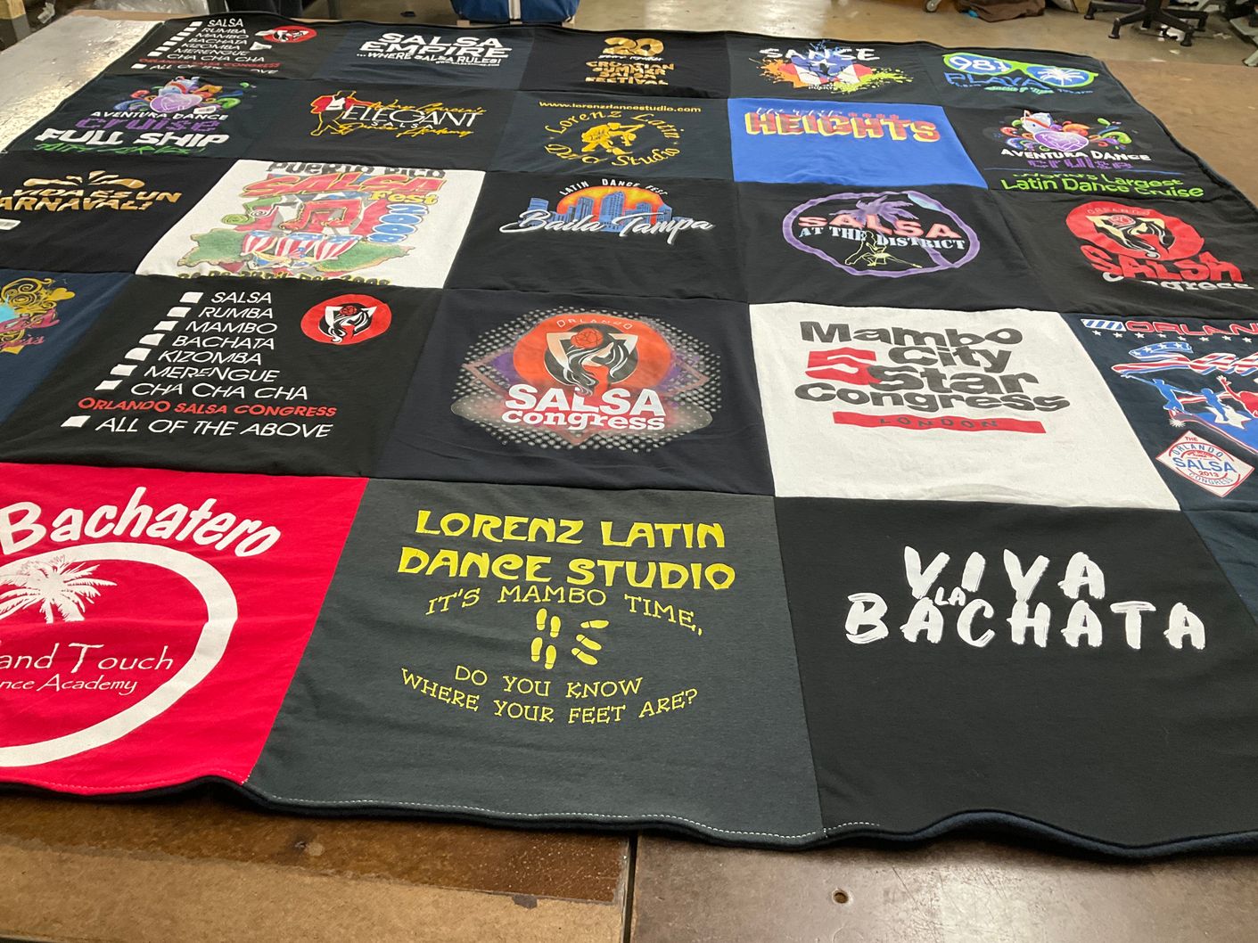 T-shirt quilt with dance, salsa themes by FERDINAND from FL