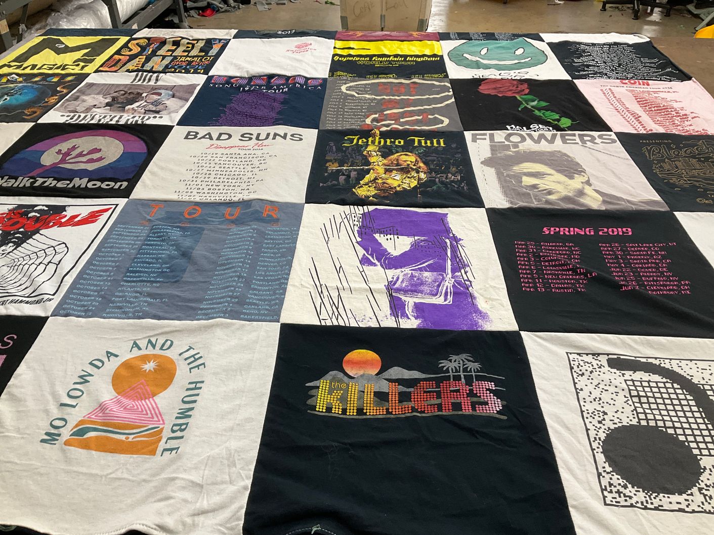 T-shirt quilt with music, concerts themes by Brandon from AZ