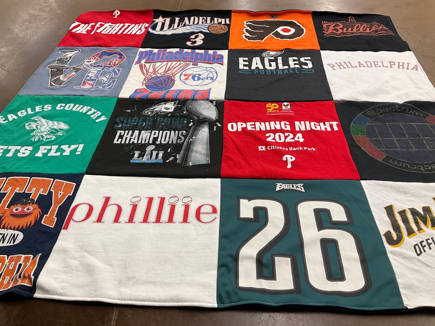 T-shirt quilt featuring philadelphia eagles, philadelphia 76ers by Meredith from PA