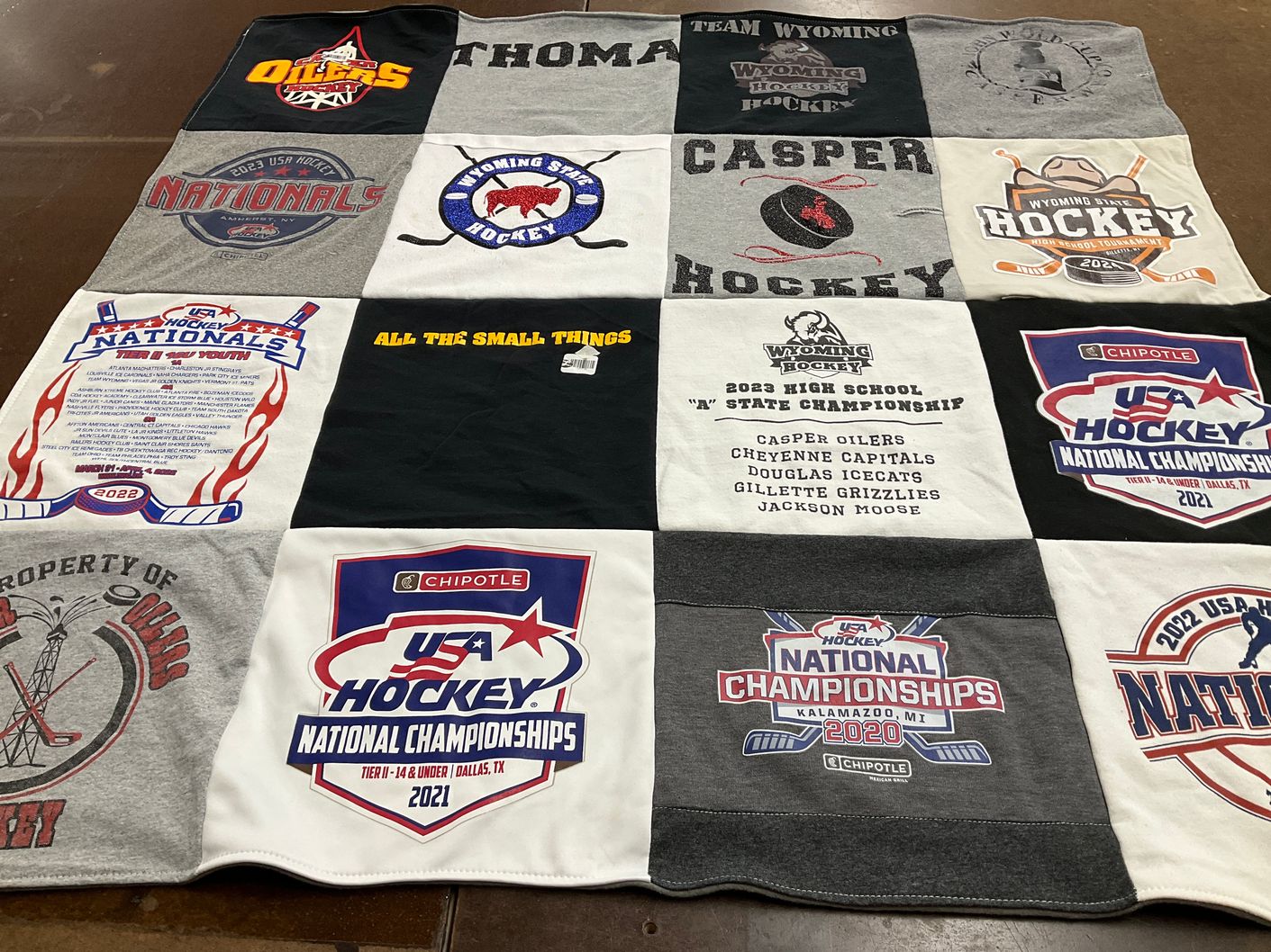 T-shirt quilt featuring casper oilers, cheyenne capitals by Glenda  from WY
