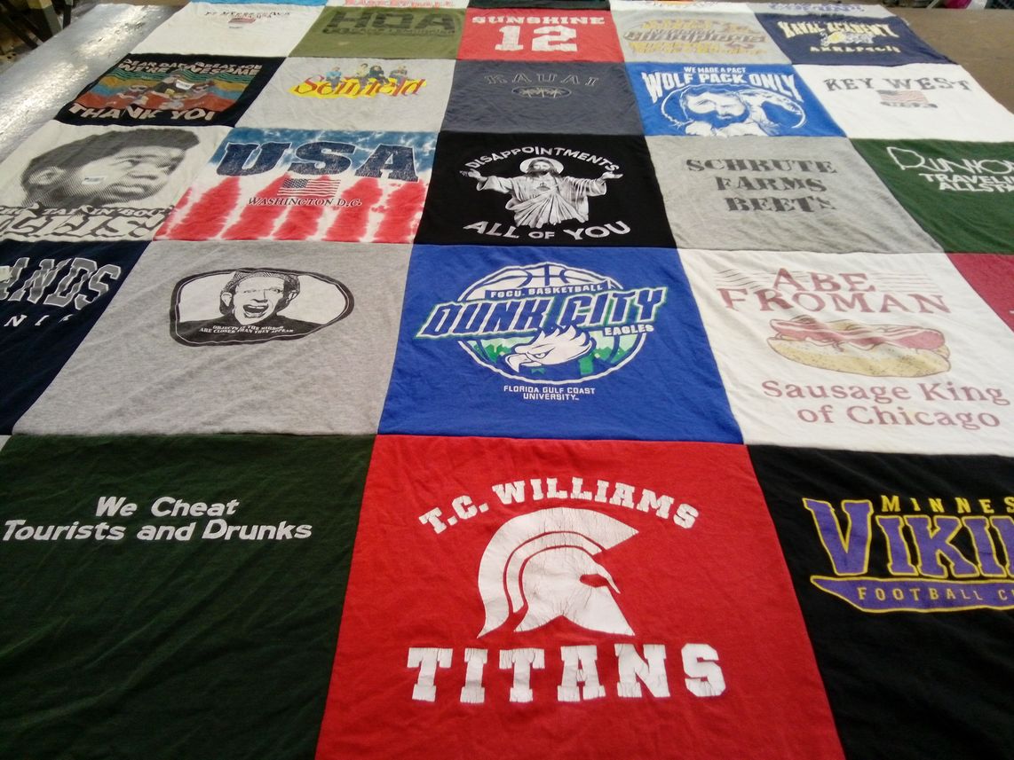 T-shirt quilt featuring dunedin eagles, minnesota vikings football club by David from MN