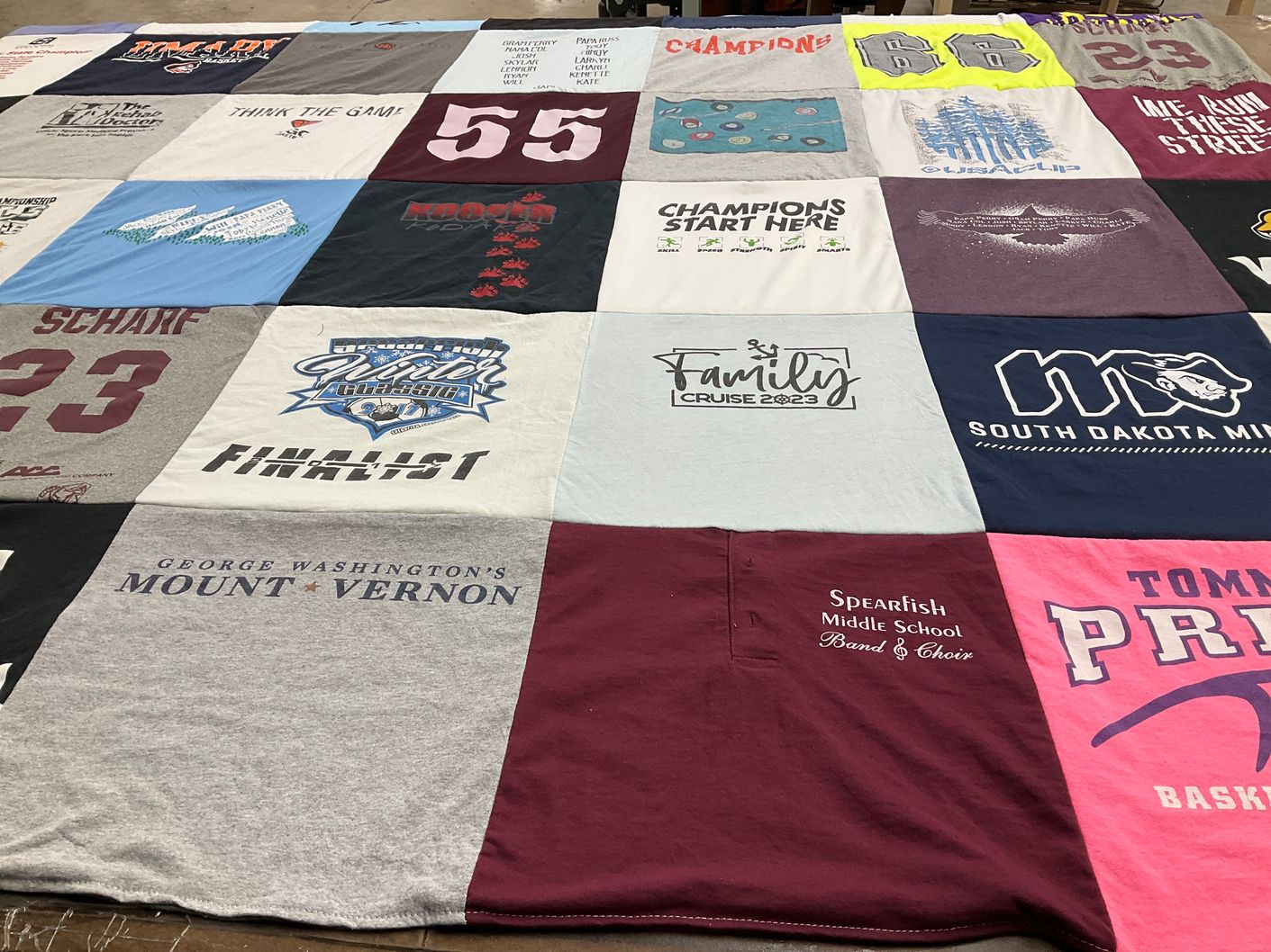 T-shirt quilt featuring south dakota middle school by Colleen from SD