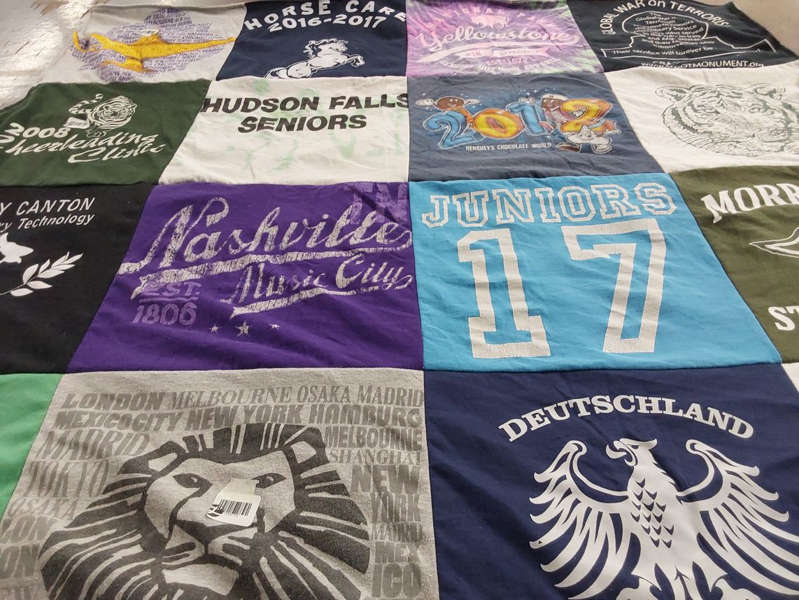 T-shirt quilt from hudson falls high school by Reanna from NY