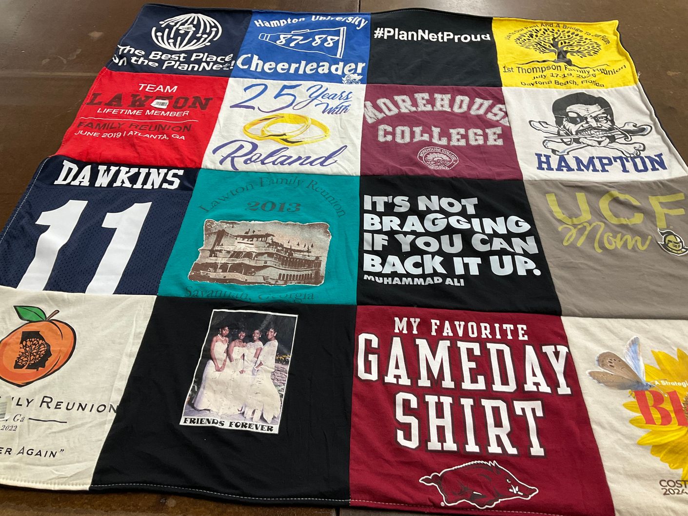 T-shirt quilt from hampton university, morehouse college by Joy from GA
