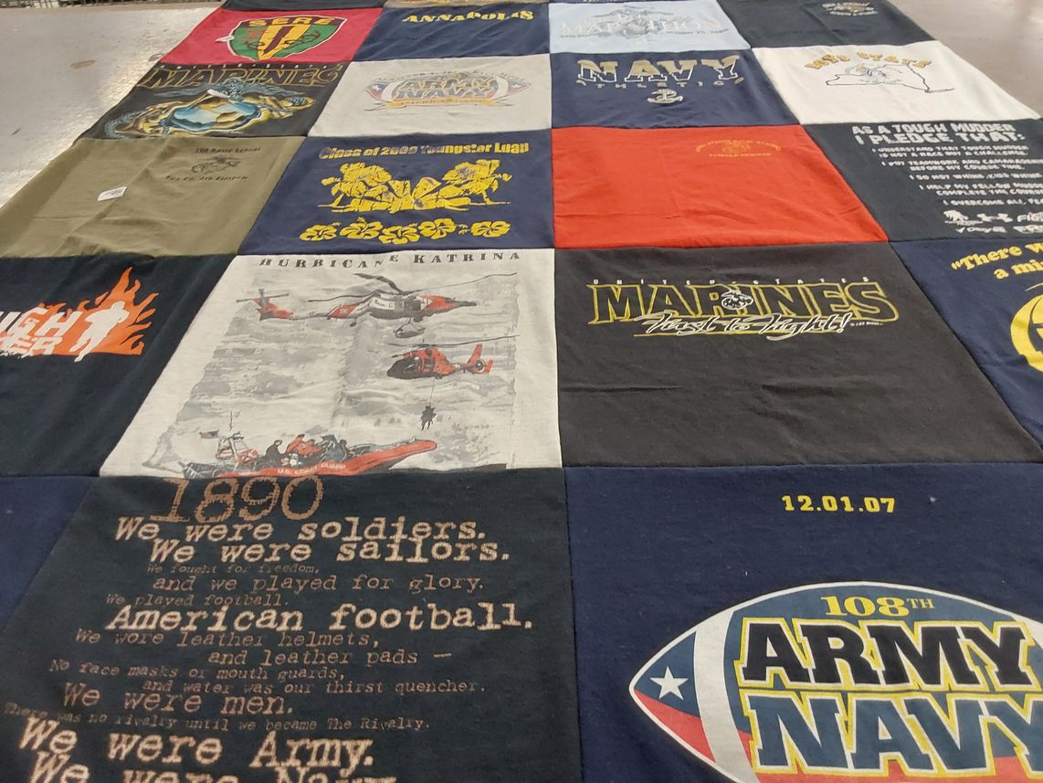 T-shirt quilt featuring army navy football by Joseph from MD