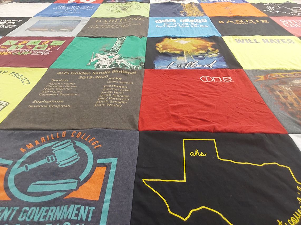 T-shirt quilt from amarillo college, amarillo high school by robert from TX