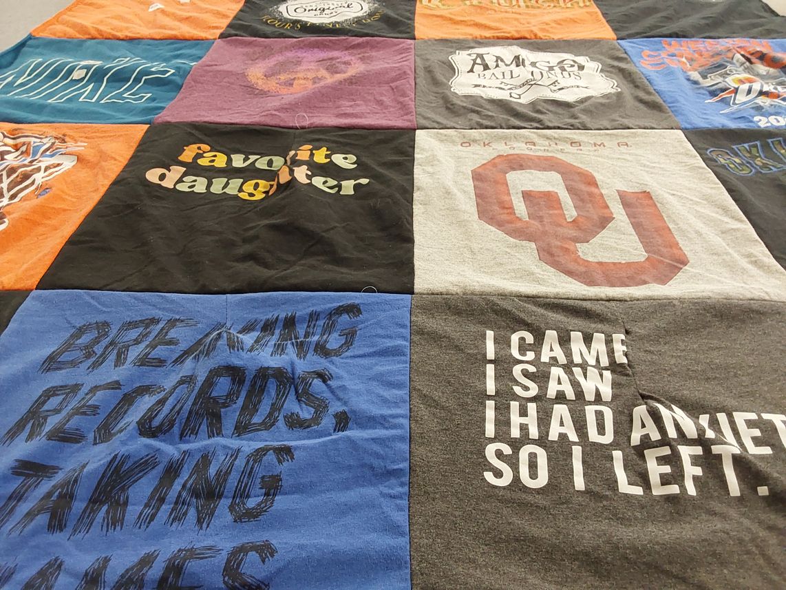T-shirt quilt from university of oklahoma by Chrissie from FL
