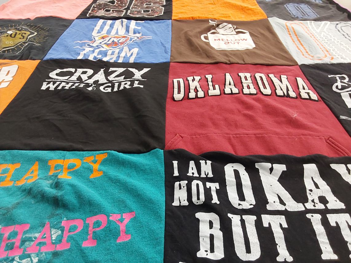 T-shirt quilt from university of oklahoma by Chrissie from FL