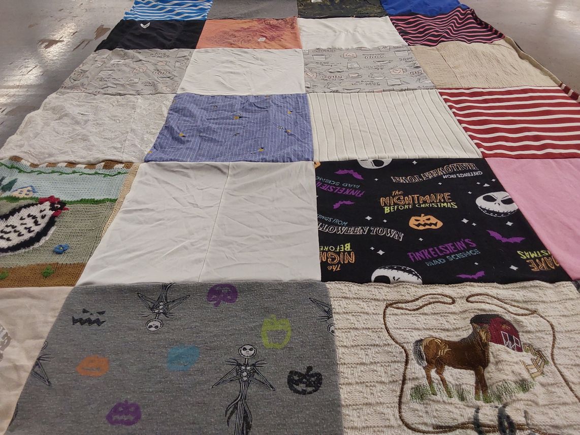 T-shirt quilt with halloween, movies themes by Krystal from WI