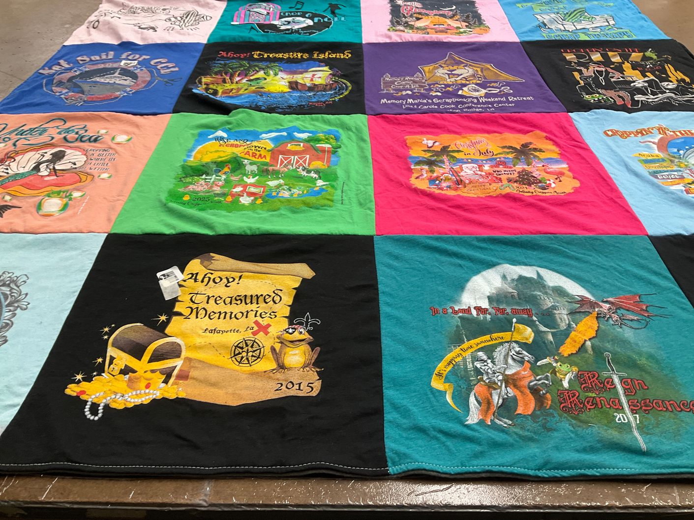 T-shirt quilt with scrapbooking, pirates themes by kay from NC