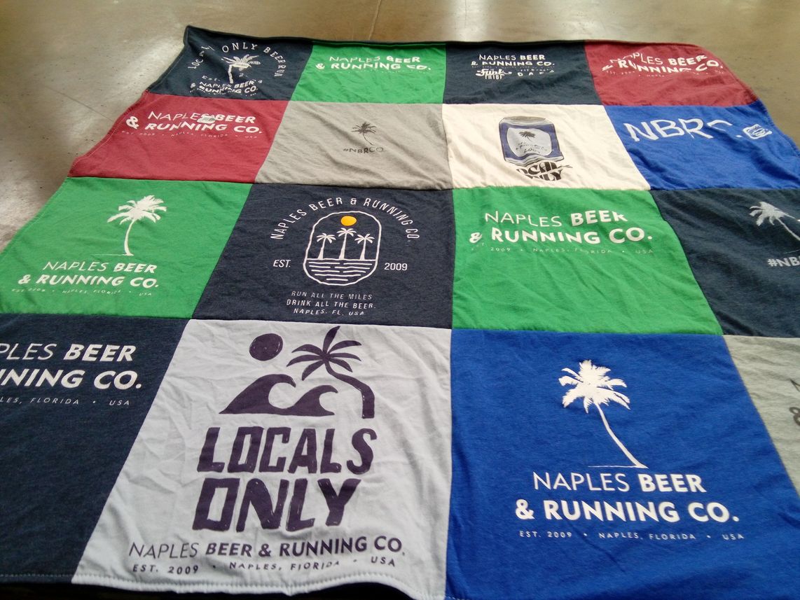 T-shirt quilt with running, beer themes by Michael from FL