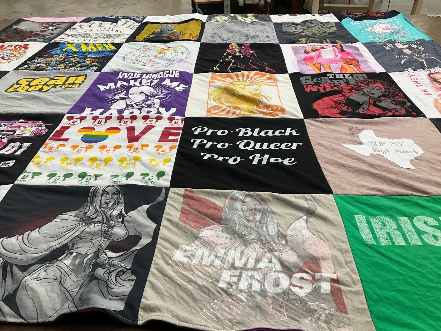 T-shirt quilt with lgbtq+, comics themes by Ryan from CA