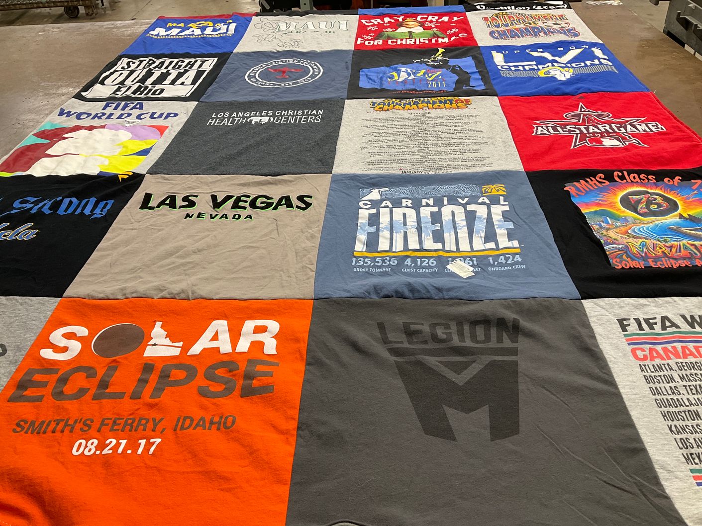 T-shirt quilt from rain's class of 73 high school by Joseph from CA