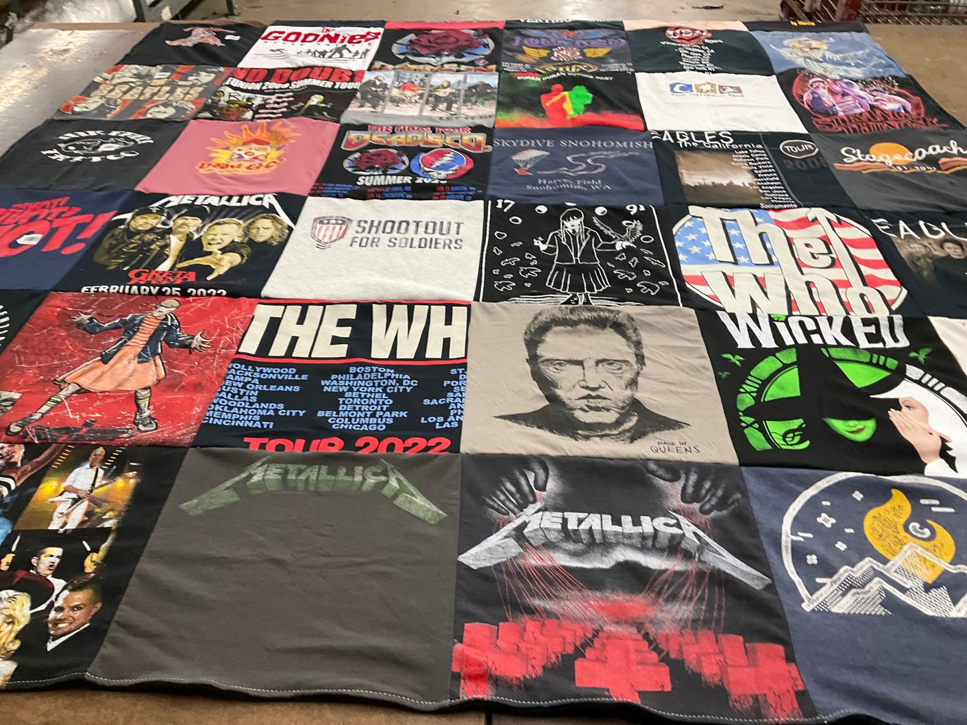 T-shirt quilt with music, concerts themes by Natalia from GA