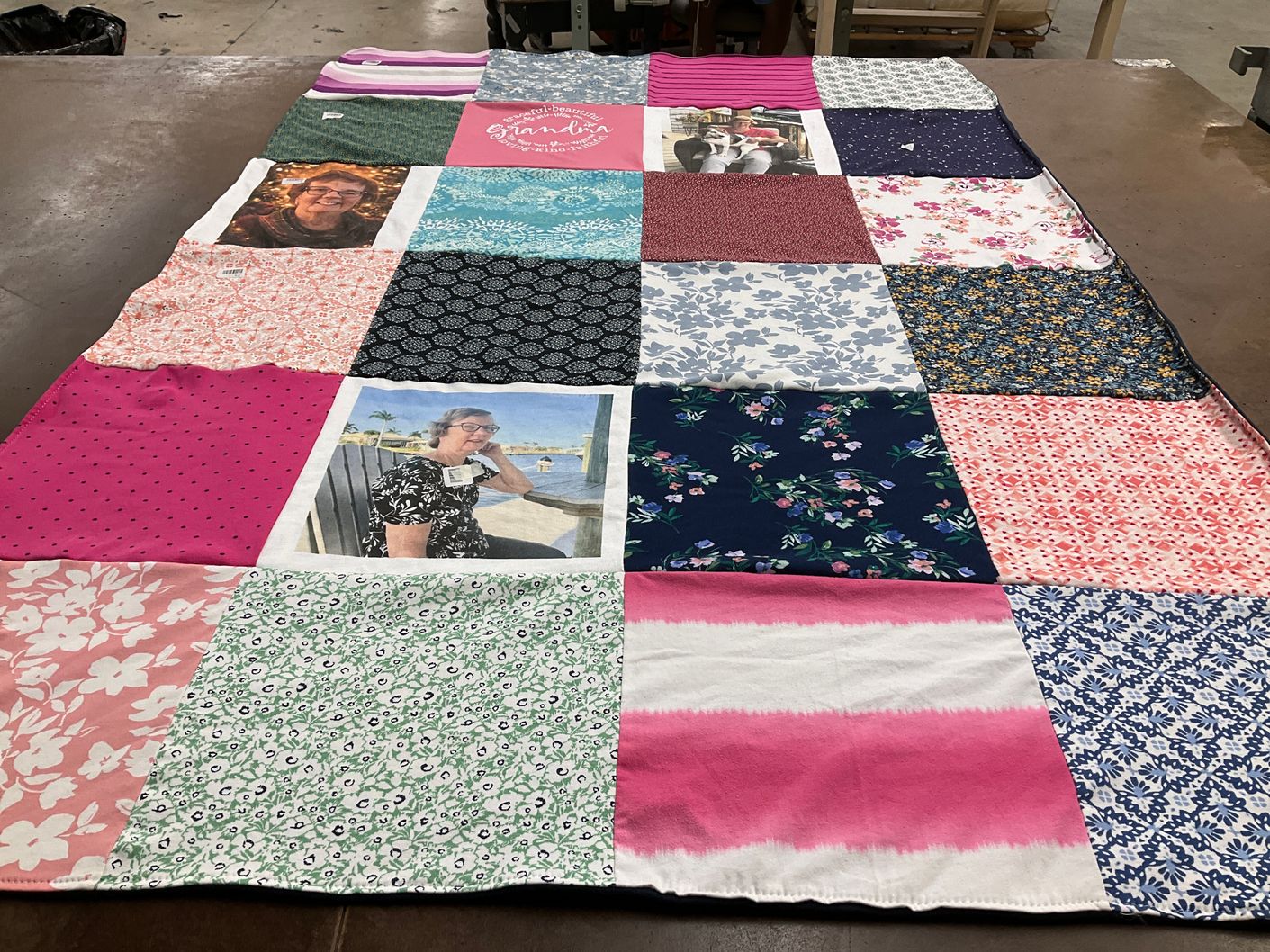 T-shirt quilt with family, photography themes by Laurie from MA
