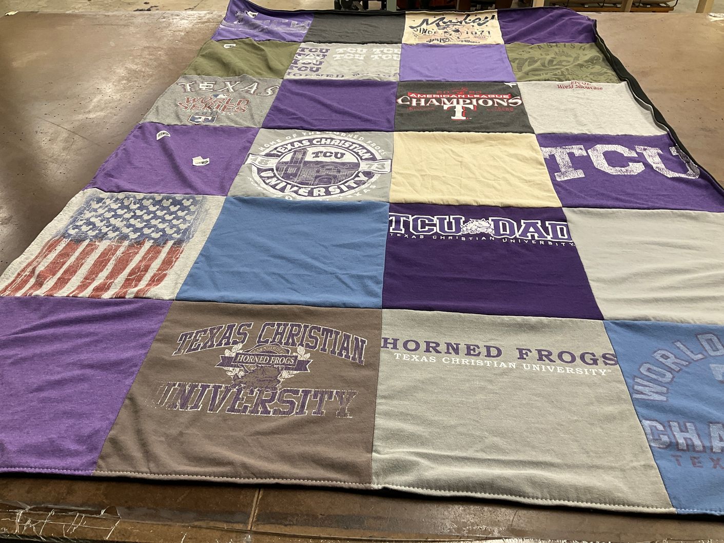 T-shirt quilt featuring horned frogs by Tracye from TX